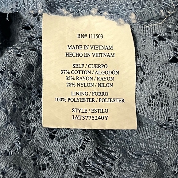 Lilly White Blue Lace Crochet Blouse S Sheer Boho Coquette Cottagecore Fairy - Picture 7 of 10